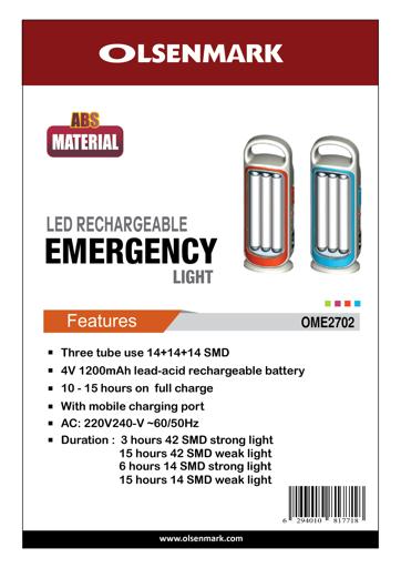 display image 8 for product Olsenmark Led Rechargeable Emergency Lantern, 42 Pcs Led - Lead-Acid Battery - Mobile Charging Point