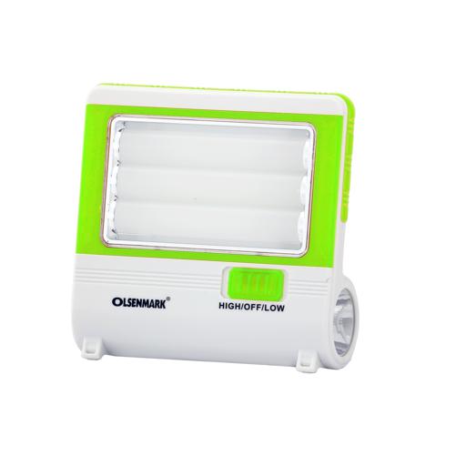 display image 1 for product Olsenmark Rechargeable Led Emergency Light, 27 Pcs Led + 1Pc (1W) - Lead-Acid Battery - Solar Charge
