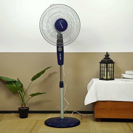 display image 1 for product Olsenmark Stand Fan, 16 Inch - Piano Button Switches, 3 Speed Settings - 5 Leaf Abs Transparent Blade