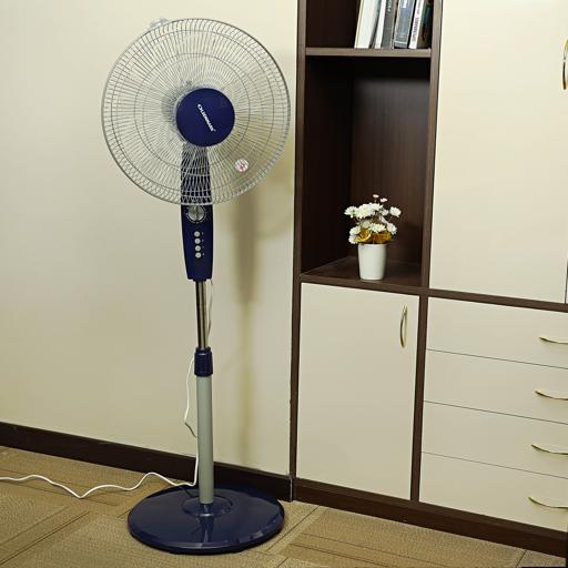 display image 2 for product Olsenmark Stand Fan, 16 Inch - Piano Button Switches, 3 Speed Settings - 5 Leaf Abs Transparent Blade