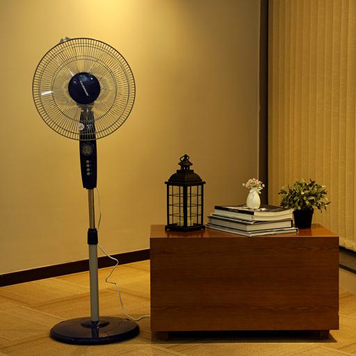 display image 3 for product Olsenmark Stand Fan, 16 Inch - Piano Button Switches, 3 Speed Settings - 5 Leaf Abs Transparent Blade