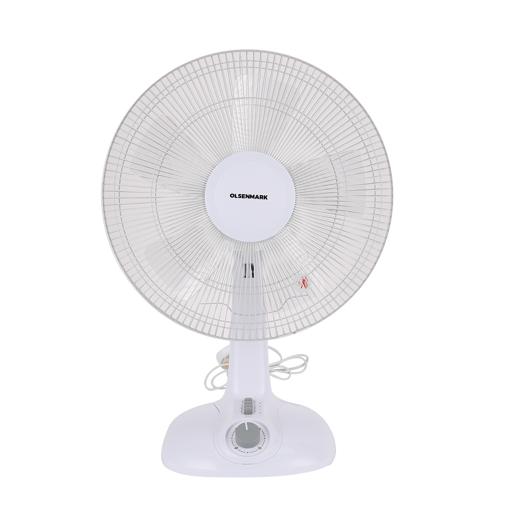 Olsenmark Table Fan, 16"- Piano Switches- 3 speed setting - OMF1700 | 120 Ribbed Grills, 5 Leaf ABS Transparent Blades - Wide Angle Horizontal Oscillation - Timer Function - Cooling for Summer in Home/Office hero image