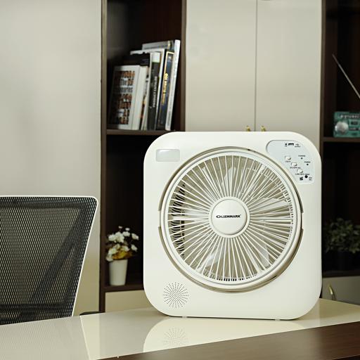 display image 3 for product Olsenmark Rechargeable Fan With Emergency Lantern, 12 Inch- 5 Leaf Pp Blades - Led Night Light