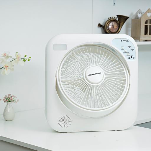 display image 1 for product Olsenmark Rechargeable Fan With Emergency Lantern, 12 Inch- 5 Leaf Pp Blades - Led Night Light
