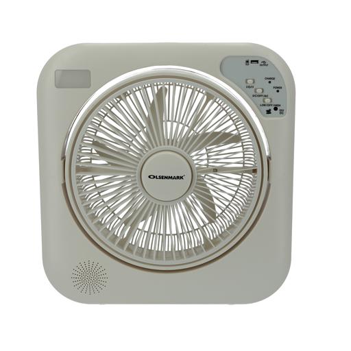 display image 0 for product Olsenmark Rechargeable Fan With Emergency Lantern, 12 Inch- 5 Leaf Pp Blades - Led Night Light