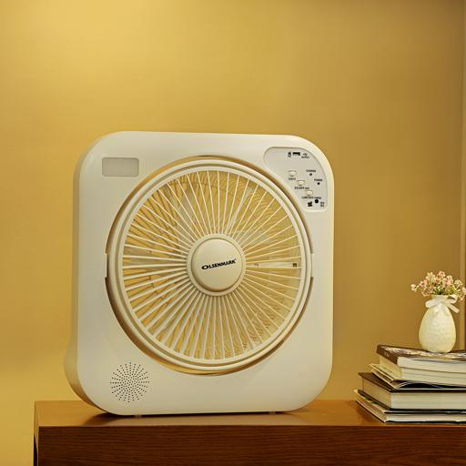 display image 4 for product Olsenmark Rechargeable Fan With Emergency Lantern, 12 Inch- 5 Leaf Pp Blades - Led Night Light