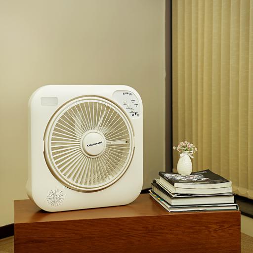 display image 2 for product Olsenmark Rechargeable Fan With Emergency Lantern, 12 Inch- 5 Leaf Pp Blades - Led Night Light