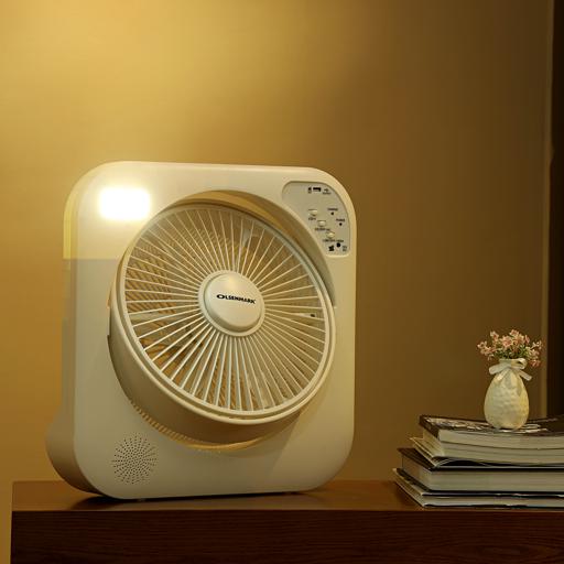 display image 5 for product Olsenmark Rechargeable Fan With Emergency Lantern, 12 Inch- 5 Leaf Pp Blades - Led Night Light