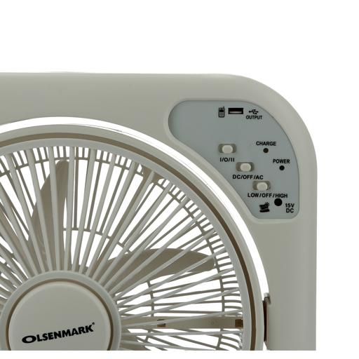 display image 9 for product Olsenmark Rechargeable Fan With Emergency Lantern, 12 Inch- 5 Leaf Pp Blades - Led Night Light