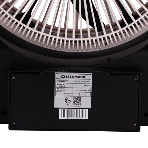 display image 5 for product Olsenmark OMF1751 Rechargeable Fan with Emergency Lantern, 12 Inch- 5 Leaf PP Blades - LED Night Light - Mobile Charging Port - Solar Connection - Portable, Lightweight - Powerful 30W Motor - Home/Office Use