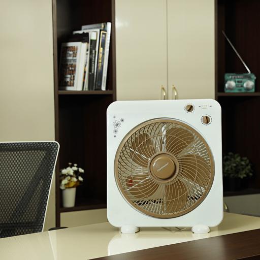 display image 1 for product Olsenmark Box Fan, 12 Inch - 3 Speed Setting - 5 Leaf Strong Blade - Timer Function