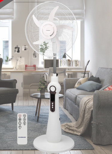 display image 1 for product Olsenmark Rechargeable Stand Fan, 16 Inch - Led Light - Remote Control - 12V, 4.5Ah Lead-Acid Battery