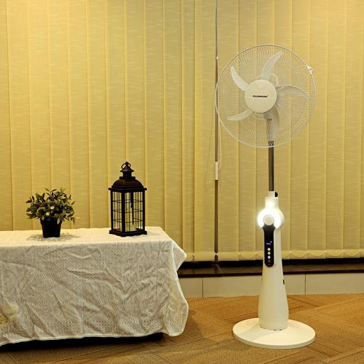 display image 4 for product Olsenmark Rechargeable Stand Fan, 16 Inch - Led Light - Remote Control - 12V, 4.5Ah Lead-Acid Battery