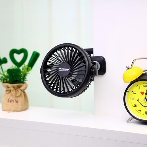 display image 1 for product Olsenmark Rechargeable Fan With Light - Clip Fan - 3.7V, 1200Mah Lithium Battery - Usb Charging