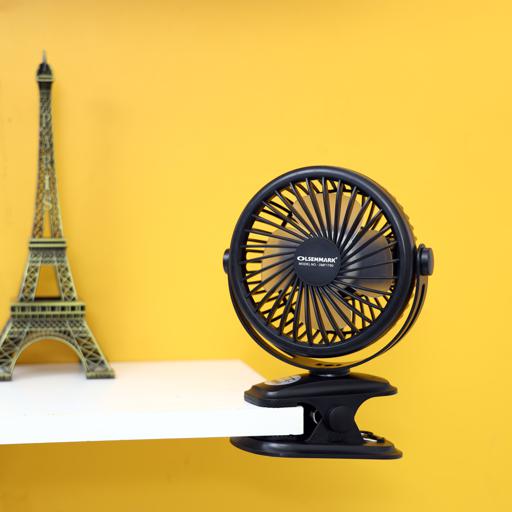 display image 3 for product Olsenmark Rechargeable Fan With Light - Clip Fan - 3.7V, 1200Mah Lithium Battery - Usb Charging