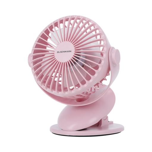 Olsenmark OMF1790 Rechargeable Fan with Light - Clip Fan - 3.7V, 1200mAh Lithium Battery - USB Charging - 4*0.2W Hi Power LED Light - Portable, Lightweight hero image