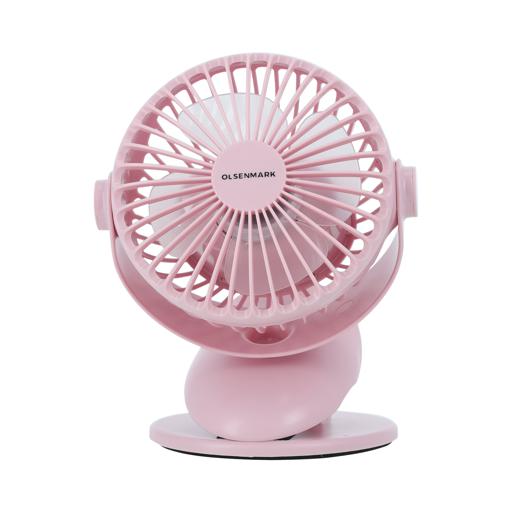 display image 5 for product Olsenmark OMF1790 Rechargeable Fan with Light - Clip Fan - 3.7V, 1200mAh Lithium Battery - USB Charging - 4*0.2W Hi Power LED Light - Portable, Lightweight