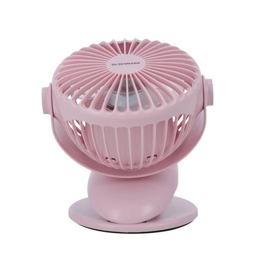 display image 7 for product Olsenmark OMF1790 Rechargeable Fan with Light - Clip Fan - 3.7V, 1200mAh Lithium Battery - USB Charging - 4*0.2W Hi Power LED Light - Portable, Lightweight