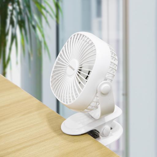 display image 3 for product Rechargeable Multifunction Mini Fan, OMF1835 - Adjustable Angle, Use Clip & Table, Rechargeable Lithium Battery, LED Night Light, Brush Less Motor