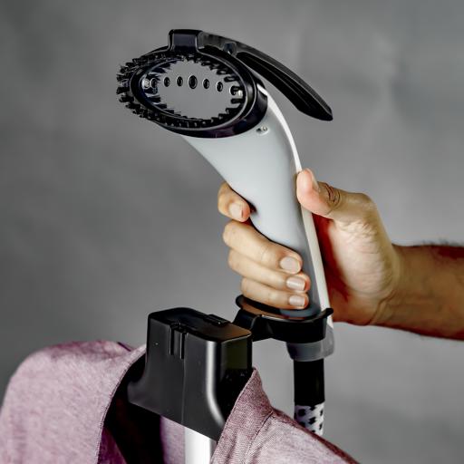 display image 3 for product Olsenmark OMGS1690Garment Steamer - Adjustable Poles, Overheat Protection, 1.5L Water Tank, 45s Preheat Time -Stainless steel, Double Telescopic Design, Foot Operation - 40 Mins Continuous Working