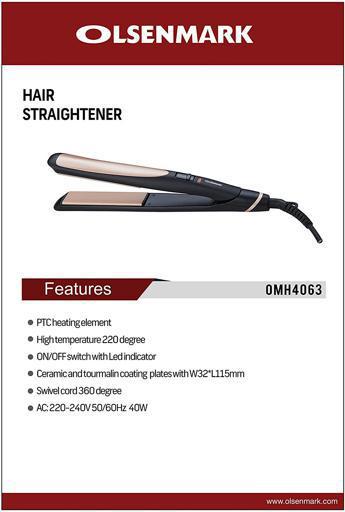 display image 7 for product Olsenmark Ceramic Hair Straighteners - Easy Pro-Slim Hair Straightener - Max Temperature 220°C