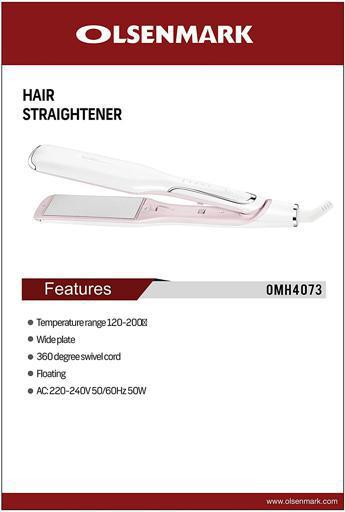 display image 8 for product Olsenmark Hair Straightener -Ceramic Coating - Adjustable Temperature 120 - 200C, 50W - 360 Swivel