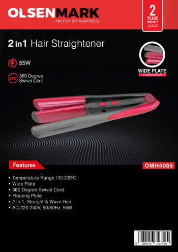 display image 12 for product 2-in-1 Hair Straightener, Straight & Wave Hair, OMH4085 | Wide Floating Plate Straightener with Adjustable Temperature & 360 Degree Swivel Cord | Flat Iron for Hair Makes Hair Shiny