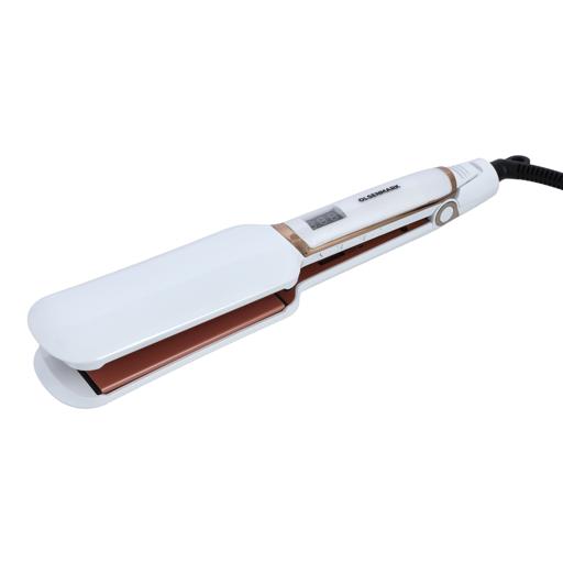 display image 5 for product Wide Plate Hair Straightener, PTC Heater, OMH4089 | Adjustable Temperature | Digital Display | Portable, Lightweight Hair Straightener for All Hair Types