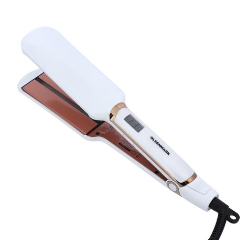 display image 7 for product Wide Plate Hair Straightener, PTC Heater, OMH4089 | Adjustable Temperature | Digital Display | Portable, Lightweight Hair Straightener for All Hair Types