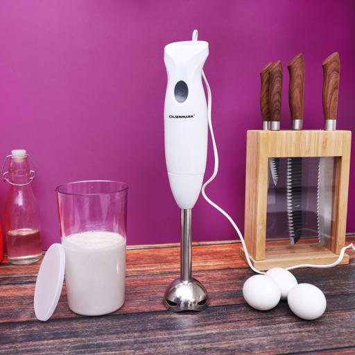 display image 4 for product Hand Blender, Detachable Stick & Hang Up Loop, OMHB2285 | One Speed Operation | Anti-Splash Bade Guard | 600ml Jar with Lid | 2 Years Warranty