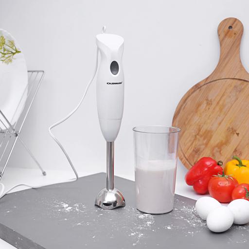 display image 1 for product Hand Blender, Detachable Stick & Hang Up Loop, OMHB2285 | One Speed Operation | Anti-Splash Bade Guard | 600ml Jar with Lid | 2 Years Warranty