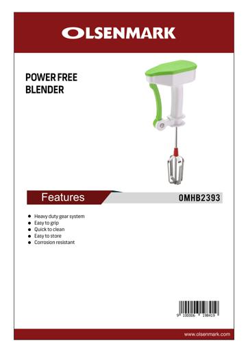 display image 11 for product Olsenmark Heavy Duty Power Free Hand Blender - Stainless Steel Blades - Easy Grip - No Power Required
