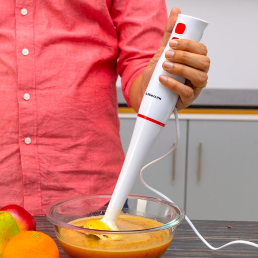 display image 1 for product Hand Blender, Stainless Steel Blade, Low Noise, OMHB2474 | 200W | 2 Speed Control | Ideal For Smoothies, Shakes, Purees & More | Easy Detachable Blending Rod