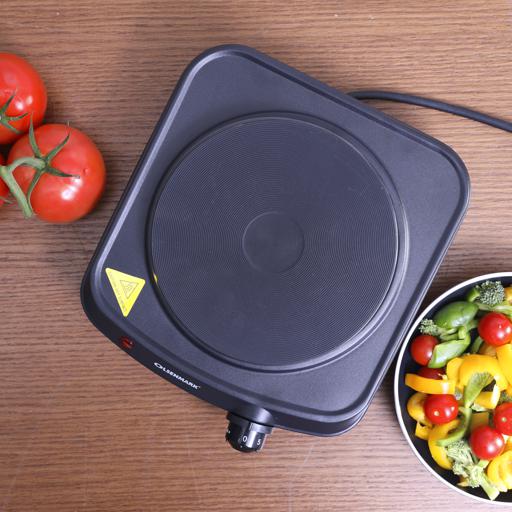 display image 1 for product Electric Single Plate Cooktop 1500W | Cast Iron Heating Plate | Portable Electric Hob with Temperature Control - Olsenmark