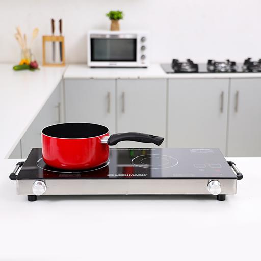 display image 2 for product Olsenmark Double Burner Infrared Cooker - Portable- Isolated Handles - Overheat Protection