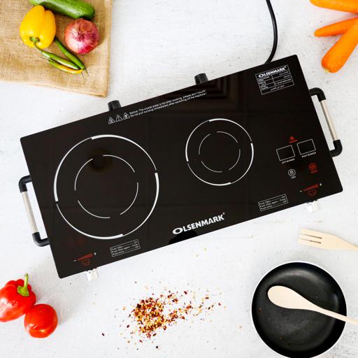 display image 3 for product Olsenmark Double Burner Infrared Cooker - Portable- Isolated Handles - Overheat Protection