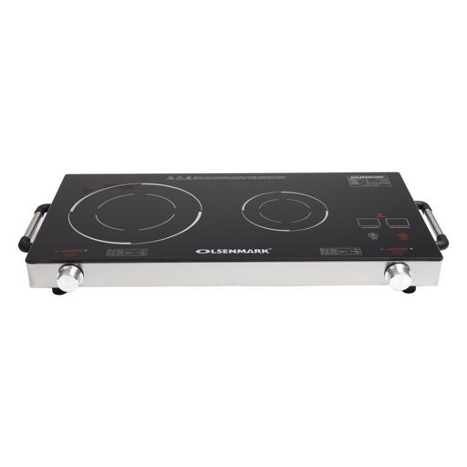display image 0 for product Olsenmark Double Burner Infrared Cooker - Portable- Isolated Handles - Overheat Protection