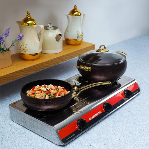 display image 3 for product Olsenmark Stainless Steel Triple Burner Gas Stove - Auto Ignition - Cast Iron Pan Burner