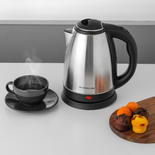 Buy Olsenmark Electric Stainless Steel Kettle, 1.8L - Concealed Heating  Elements - Stainless Steel Housing Online in UAE - Wigme