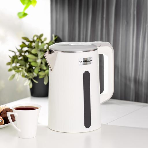 display image 15 for product Olsenmark OMK2241 Electric Double Layer Kettle, 2L - Stainless Steel Interior Body - Cool Touch Plastic Outer Body - On/Off Switch with Light Indicator - 1500-1850 Watts Power - Flat Base