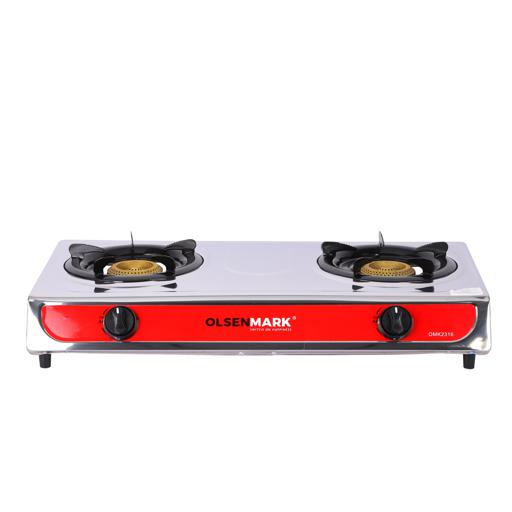 display image 4 for product Olsenmark Stainless Steel Double Burner Gas Stove - Auto Ignition - Cast Iron Golden Burner - Heat