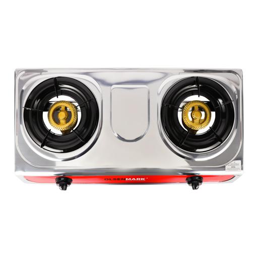 display image 7 for product Olsenmark Stainless Steel Double Burner Gas Stove - Auto Ignition - Cast Iron Golden Burner - Heat