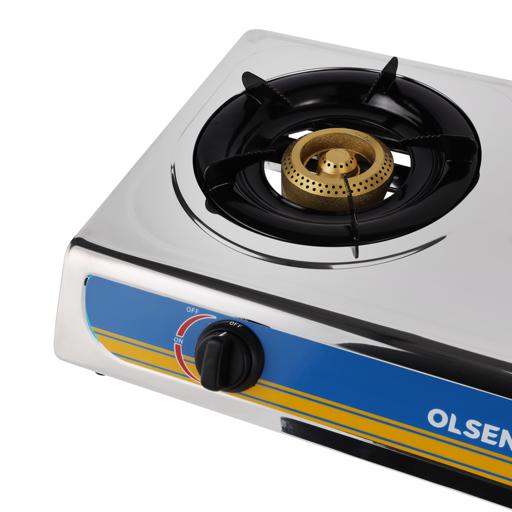 display image 8 for product Olsenmark OMK2316 Stainless Steel Double Burner Gas Stove - Auto Ignition - Cast Iron Golden Burner - Heat Resistant Enamel Pan Support