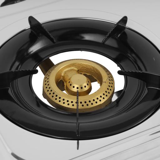 display image 9 for product Olsenmark OMK2316 Stainless Steel Double Burner Gas Stove - Auto Ignition - Cast Iron Golden Burner - Heat Resistant Enamel Pan Support