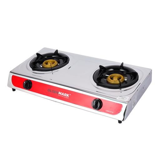 display image 5 for product Olsenmark Stainless Steel Double Burner Gas Stove - Auto Ignition - Cast Iron Golden Burner - Heat