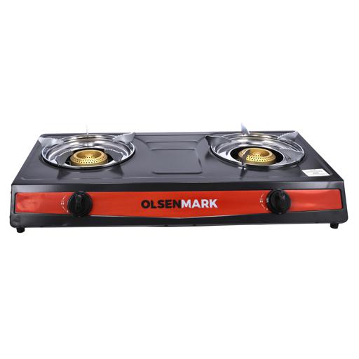 display image 0 for product Double Burner Gas Stove, Automatic Ignition system, OMK2331 | Low Gas Consumption | Non-Stick Painted Body | Economical & Fuel-Efficient Cast Burner