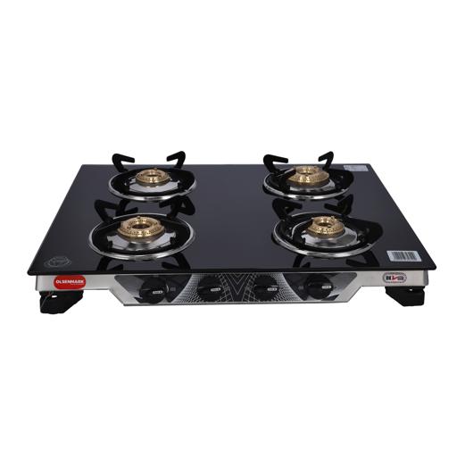 4 Burner Gas Cooker 7mm Tempered Glass Top - Brass Burner - Auto-Ignition - Thick Pan Support | Bakelite Knobs | Low Gas Consumption | 2 Years Warranty-Olsenmark hero image