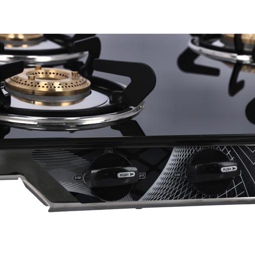 display image 7 for product 4 Burner Gas Cooker 7mm Tempered Glass Top - Brass Burner - Auto-Ignition - Thick Pan Support | Bakelite Knobs | Low Gas Consumption | 2 Years Warranty-Olsenmark