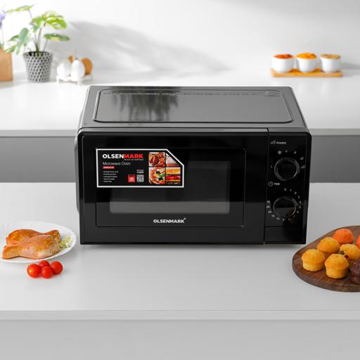 display image 5 for product Olsenmark OMMO2343 Manual Microwave Oven, 20L Capacity, 700W | Multiple Power Level - End Cooking Signal - Glass Turntable Tray - Cooking timer - Defrost Function - Glass & SPCC Material 
