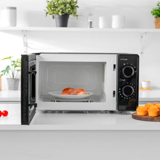 display image 2 for product Olsenmark OMMO2343 Manual Microwave Oven, 20L Capacity, 700W | Multiple Power Level - End Cooking Signal - Glass Turntable Tray - Cooking timer - Defrost Function - Glass & SPCC Material 